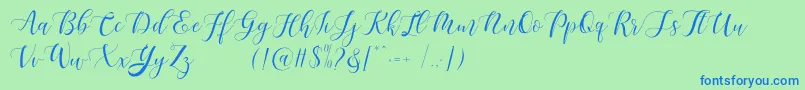 fuente Maheisa Script Free – Fuentes Azules Sobre Fondo Verde