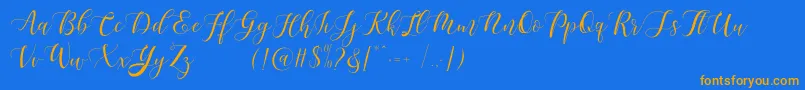 fuente Maheisa Script Free – Fuentes Naranjas Sobre Fondo Azul