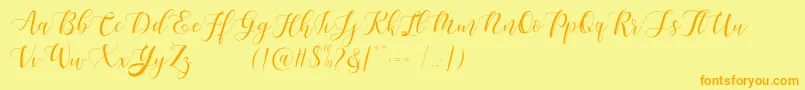 Fonte Maheisa Script Free – fontes laranjas em um fundo amarelo