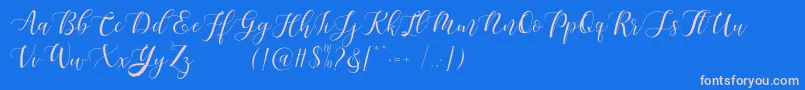 Fonte Maheisa Script Free – fontes rosa em um fundo azul