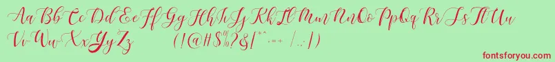Maheisa Script Free Font – Red Fonts on Green Background
