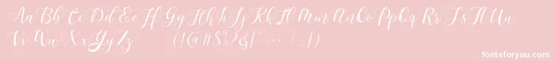 Maheisa Script Free-Schriftart – Weiße Schriften auf rosa Hintergrund