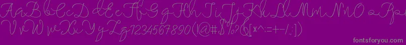 maheishia-Schriftart – Graue Schriften auf violettem Hintergrund