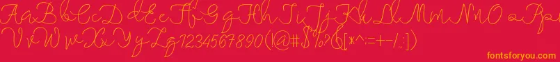 maheishia Font – Orange Fonts on Red Background