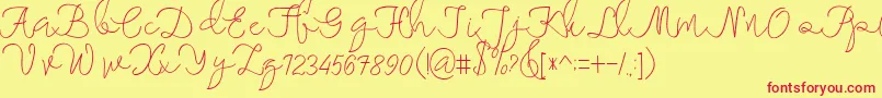 maheishia Font – Red Fonts on Yellow Background