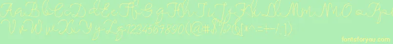 maheishia Font – Yellow Fonts on Green Background