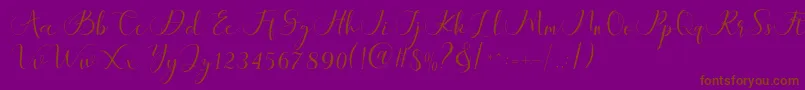 Maheria Script Font – Brown Fonts on Purple Background