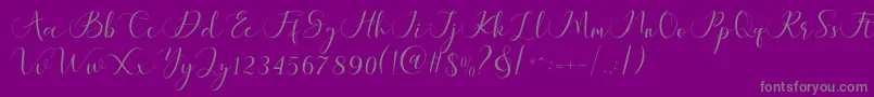 Maheria Script Font – Gray Fonts on Purple Background