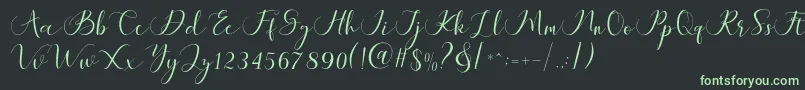 Maheria Script-Schriftart – Grüne Schriften auf schwarzem Hintergrund