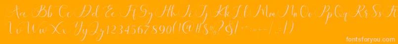 Maheria Script Font – Pink Fonts on Orange Background