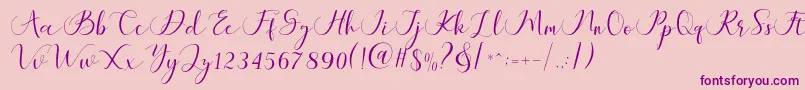 Maheria Script-Schriftart – Violette Schriften auf rosa Hintergrund