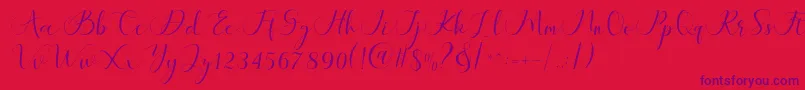 Maheria Script-Schriftart – Violette Schriften auf rotem Hintergrund