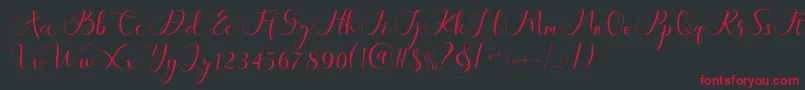 フォントMaheria Script – 黒い背景に赤い文字