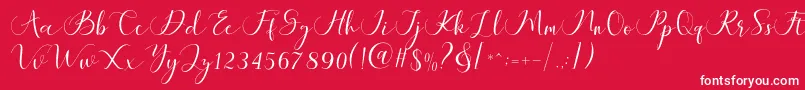 Maheria Script Font – White Fonts on Red Background