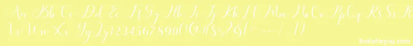 フォントMaheria Script – 黄色い背景に白い文字