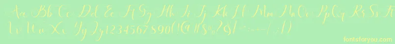 Police Maheria Script – polices jaunes sur fond vert
