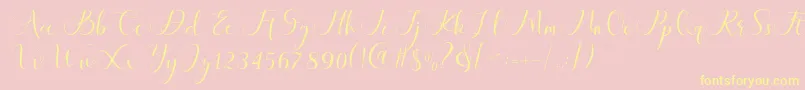 Police Maheria Script – polices jaunes sur fond rose
