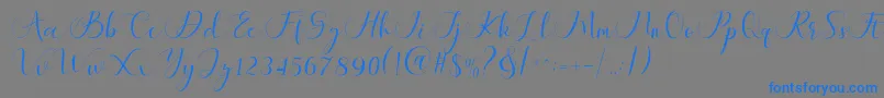 フォントMaheria Script – 灰色の背景に青い文字