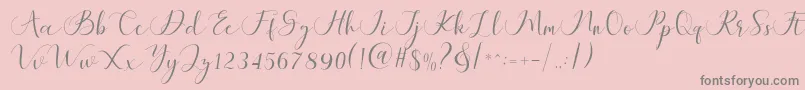 Maheria Script-Schriftart – Graue Schriften auf rosa Hintergrund