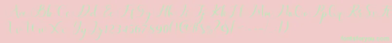 Maheria Script-Schriftart – Grüne Schriften auf rosa Hintergrund