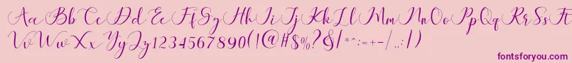 Maheria Script Font – Purple Fonts on Pink Background