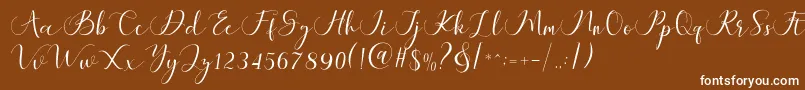 フォントMaheria Script – 茶色の背景に白い文字