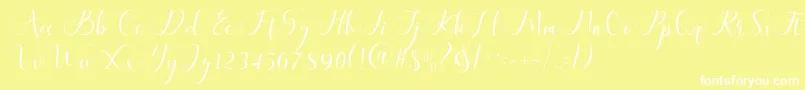 フォントMaheria Script – 黄色い背景に白い文字