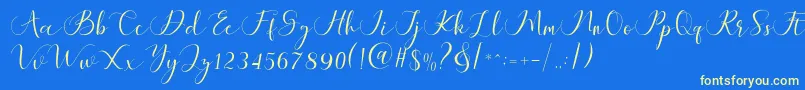 fuente Maheria Script – Fuentes Amarillas Sobre Fondo Azul