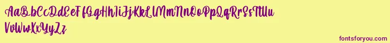 mahira demo-Schriftart – Violette Schriften auf gelbem Hintergrund