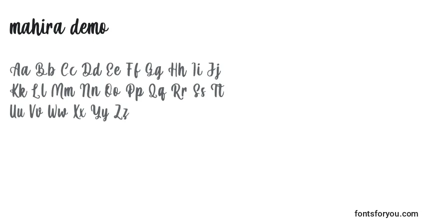 Шрифт Mahira demo (133387) – алфавит, цифры, специальные символы