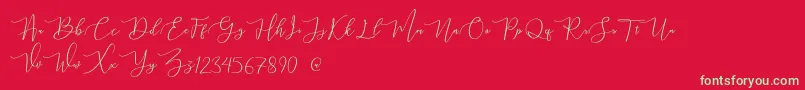 mahligai Demo-Schriftart – Grüne Schriften auf rotem Hintergrund