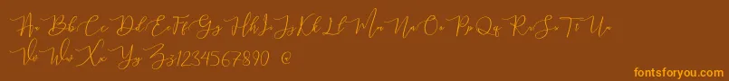 mahligai Demo-Schriftart – Orangefarbene Schriften auf braunem Hintergrund