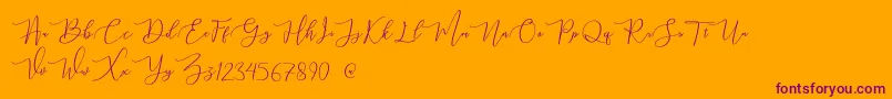 mahligai Demo-Schriftart – Violette Schriften auf orangefarbenem Hintergrund