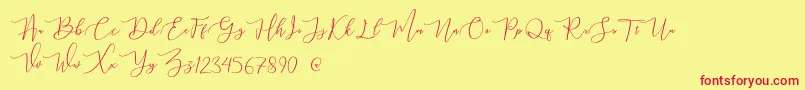 mahligai Demo-Schriftart – Rote Schriften auf gelbem Hintergrund