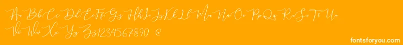 mahligai Demo-Schriftart – Weiße Schriften auf orangefarbenem Hintergrund