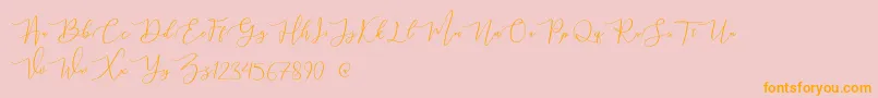 mahligai Demo-Schriftart – Orangefarbene Schriften auf rosa Hintergrund