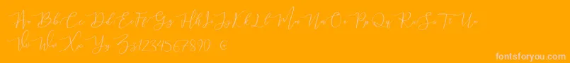 mahligai Demo-Schriftart – Rosa Schriften auf orangefarbenem Hintergrund