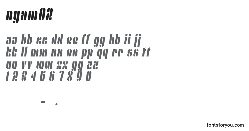 Schriftart Nyam02 – Alphabet, Zahlen, spezielle Symbole