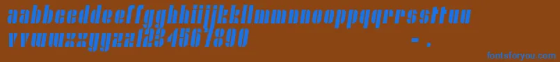 Nyam02-Schriftart – Blaue Schriften auf braunem Hintergrund