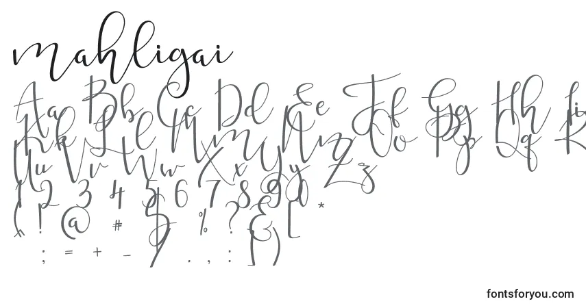 Шрифт Mahligai – алфавит, цифры, специальные символы