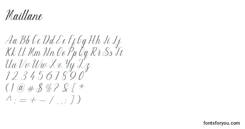 Maillane Font – alphabet, numbers, special characters