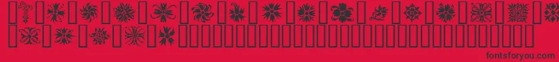 Ornamenter2-Schriftart – Schwarze Schriften auf rotem Hintergrund
