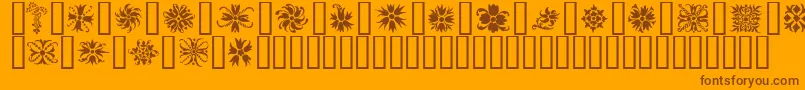 Ornamenter2-Schriftart – Braune Schriften auf orangefarbenem Hintergrund