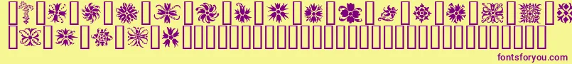 Ornamenter2-Schriftart – Violette Schriften auf gelbem Hintergrund