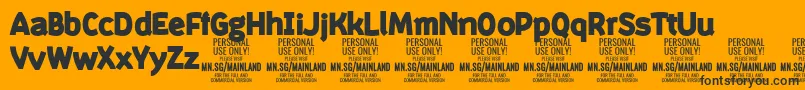 MainlandBlack PERSONAL-fontti – mustat fontit oranssilla taustalla