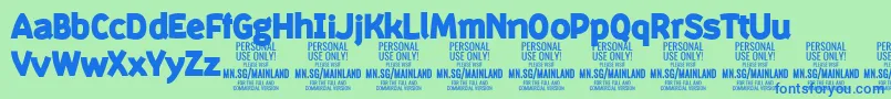 MainlandBlack PERSONAL Font – Blue Fonts on Green Background