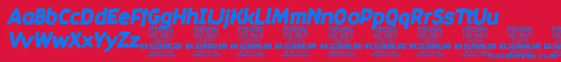 MainlandBlackItalic PERSONAL Font – Blue Fonts on Red Background