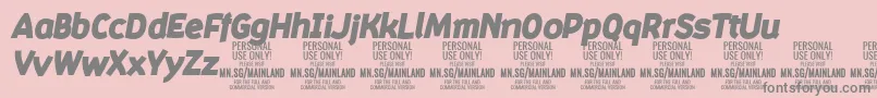 MainlandBlackItalic PERSONAL Font – Gray Fonts on Pink Background