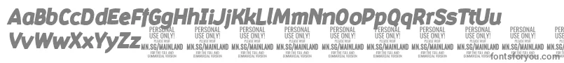 MainlandBlackItalic PERSONAL-fontti – harmaat kirjasimet valkoisella taustalla