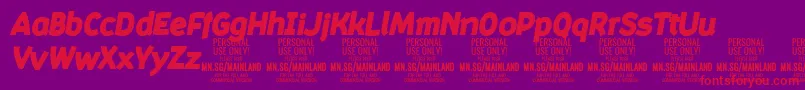 Czcionka MainlandBlackItalic PERSONAL – czerwone czcionki na fioletowym tle
